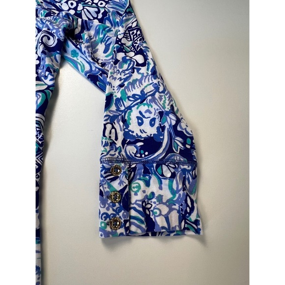 Lilly Pulitzer Sophie Dress 60 animals Women's Blue White Print 3/4 Sleeve Sz L - Picture 10 of 13